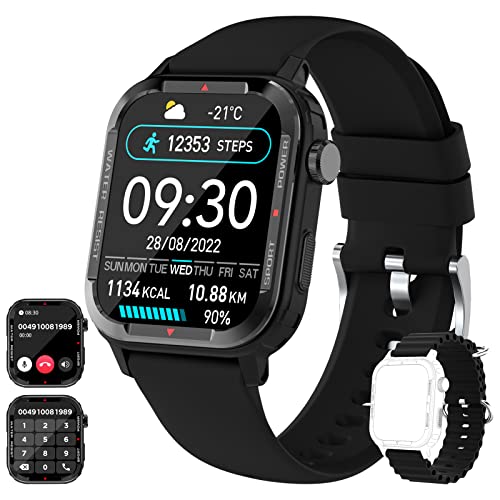 ECOSOON Smartwatch Uomo con Chiamate e Assistente Vocale, Orologio Smartwatch Uomo con Contapassi, Cardiofrequenzimetro, SpO2, 123 Sportivo, Notifiche Messaggi, Orologio Fitness Uomo per Android iOS