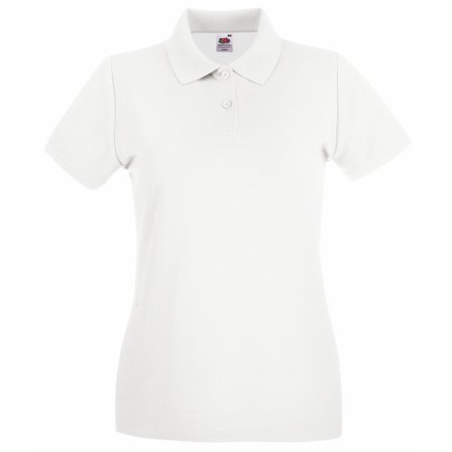 Fruit Of The Loom - Polo 100% Cotone - Donna (L) (Bianco)