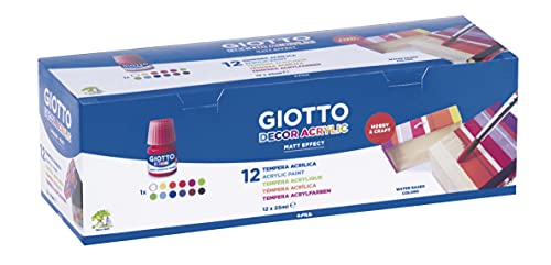 Giotto 530600 Confezione 12 Flaconi Decor Acrylic, 12 x 25ml