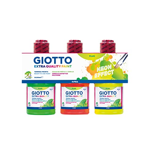 Giotto- Tempera, Colore Fluo, 250 ml (Confezione da 3), 542700