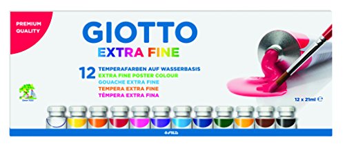 Giotto Tempera fine, Colori Assortiti, 21 ml (Confezione da 12), 252 unità
