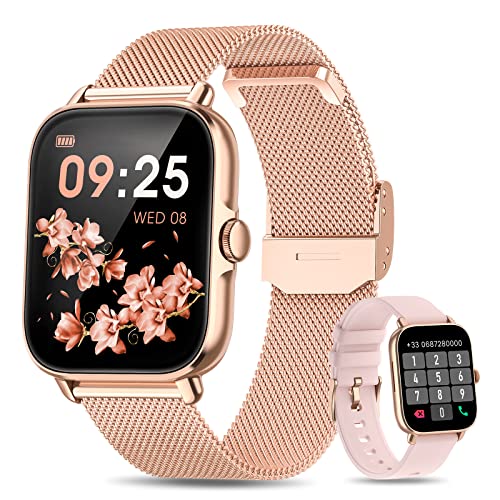HASAKEI 2023 Smartwatch Donna Chiamata Bluetooth e Risposta, 1,7  HD Smart Watch con 28 Modalità Sport Salute Donna SpO2 Cardiofrequenzimetro Sonno, IP67 Fitness Contapassi per Android iOS Oro Rosa