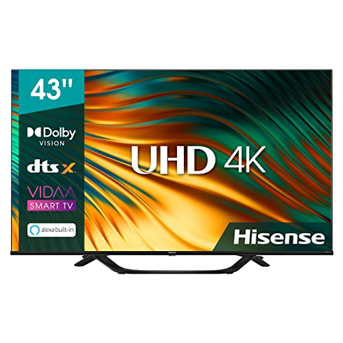 Hisense 43  UHD 4K 43A67H, Smart TV VIDAA 5.0, HDR10+ Decoding, Dolby Vision, VA, Controlli vocali Alexa, Tuner DVB-T2 S2 HEVC 10, lativù 4K