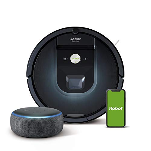 iRobot Roomba 981 Robot aspirapolvere WiFi, 2 spazzole in gomma multi-superficie, app programmabile + Echo Dot (3ª generazione) Altoparlante intelligente con integrazione Alexa, Tessuto antracite
