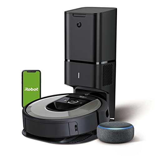 iRobot Roomba i7+ (i7556) Robot aspirapolvere WiFi, autosvuotamento, programmabile, contenitore lavabile + Echo Dot (3ª generazione) Altoparlante intelligente, integrazione Alexa, Tessuto antracite