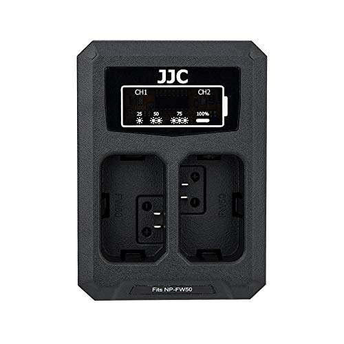 JJC Caricabatteria Doppio USB per Sony NEX, Alpha A6500 A6400 A6300 A6100 A6000 etc. Telecamere Sostituisce Sony NP-FW50