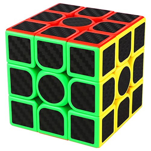 JOPHEK Speed Cube 3x3, Cubo 3x3x3 Durevole & Tornitura Regolare - Magic Cube - Adesivi in Fibra di Carbonio
