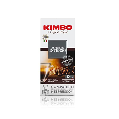 Kimbo Intenso - Capsule Caffè Compatibili Nespresso, Intensità 12 12, 10 Astucci da 10 Capsule (Totale 100 Capsule)