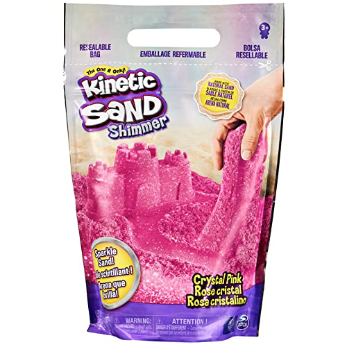 Kinetic Sand, Crystal Pink-Borsa da 907 g di Sabbia Naturale Scintillante per schiacciare, mescolare e Modellare Sacchetto Brillante, Colore: Rosa, Nero, 6060800