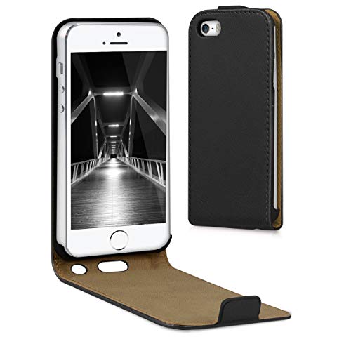 kwmobile Cover Compatibile con Apple iPhone SE (1.Gen 2016)   5   5S - Custodia Verticale Flip Case Cover in Simil Pelle - con Linguetta calamita