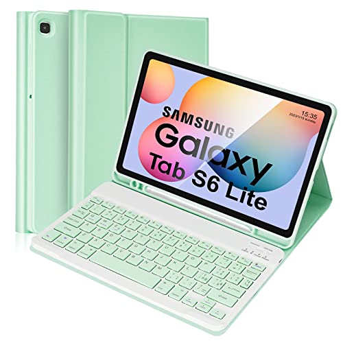 Lively Life Custodia con Tastiera per Samsung Galaxy Tab S6 Lite 2020 10.4  (SM-P610 P615), 2023 (SM-P613 P619), Layout Italiano, Rimovibile Tastiera per Samsung Tab S6 Lite, Verde