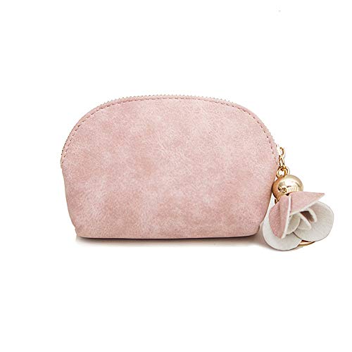 Mini portafoglio da donna, in pelle PU, per chiavi, monete, rossetti e carte, colore rosa