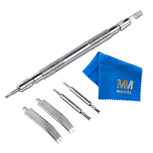 MMOBIEL Kit con strumento a molla con manico in acciaio inox aggiustabile per sostituzione e rimozione di perni a molla, cinturini e perni per orologio