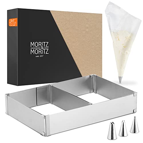Moritz & Moritz Stampo Rettangolare Torta - Regolabile in Modo Graduale - 51x33x5cm (Max) - per Cuocere e Decorare