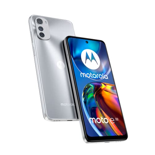 Motorola moto e32 (display Max Vision 6.5  90 Hz, tripla camera 16MP, batteria 5000 mAh, processore octa-core, Dual SIM, 4 64 GB espandibile, Android 11), Misty Silver