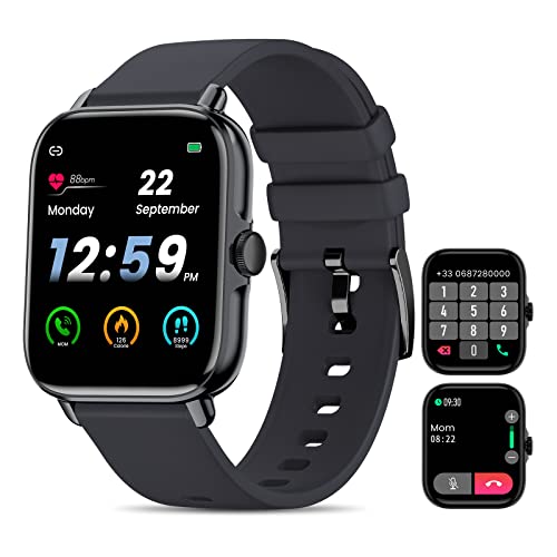 NAIXUES 2023 Smartwatch Uomo Risponde alle Chiamate in Vivavoce, 1,7  Full Touch con Cardiofrequenzimetro SpO2 Sonno Smart Watch Musicale, 28 Allenamenti Orologio Fitness Tracker per Android iOS Nero