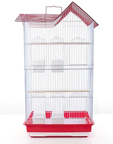 Pet s Solution Gabbia voliera per Uccelli pappagalli inseparabili cocorite calopsite parrocchetti (Rossa)