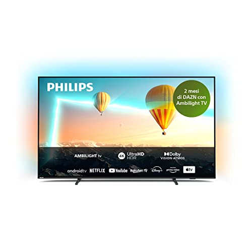 Philips PUS8007, Smart TV LED 4K UHD 43 Pollici, High Dynamic Range (HDR), Dolby Atmos, Immagini e Audio Come al Cinema, Design Sottile, 60Hz, Ambilight, TV Android, Assistente Google