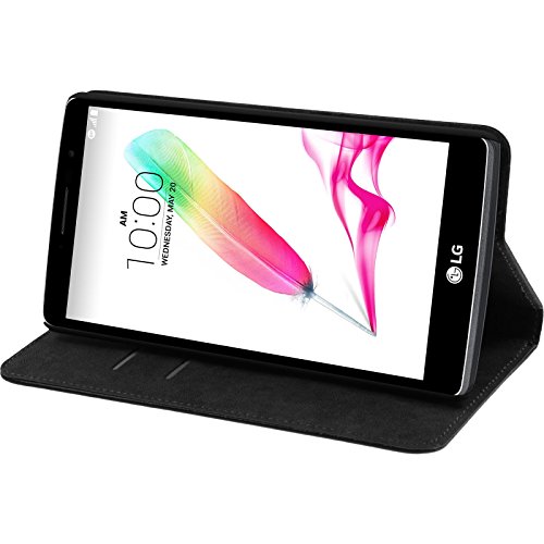 PhoneNatic Copertura di Cuoio Artificiale Compatibile con LG G4 Stylus - Bookstyle Nero - Cover + Pellicola Protettiva