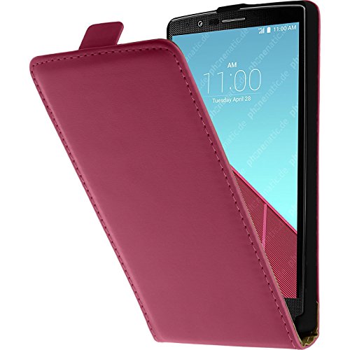 PhoneNatic Copertura di Cuoio Artificiale Compatibile con LG G4 - Flip-Case Rosa Caldo - Cover + Pellicola Protettiva