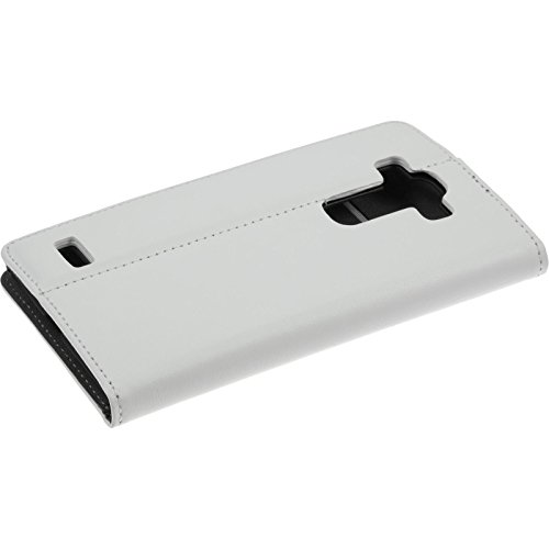 PhoneNatic Copertura di Cuoio Artificiale Compatibile con LG G4s   G4 Beat - Bookstyle Bianco - Cover + Pellicola Protettiva