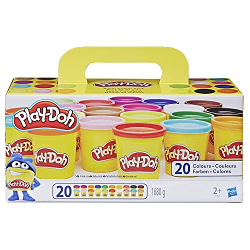 Play-Doh Hasbro Confezione Super Color, Multicolore, 20 Vasetti di Pasta da Modellare, A7924EUC