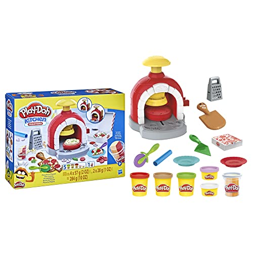 Play-Doh Kitchen Creations - La Pizzeria, playset con 6 vasetti di Pasta modellabile e 8 Accessori