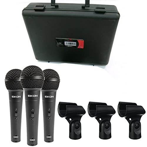 PROEL EIKON DM800KIT - 3 Microfoni Dinamici + 3 Supporti in ABS+ Bauletto Per Trasporto e Contenimento