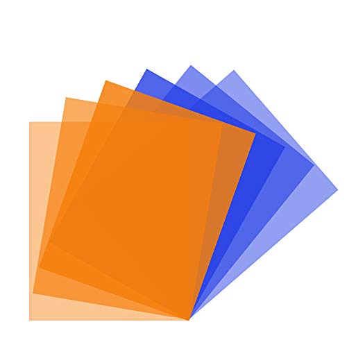 RENIAN Kit di 6 filtri per correzione del colore, 40 x 50 cm, colore arancione caldo, blu per studio fotografico, torcia a led