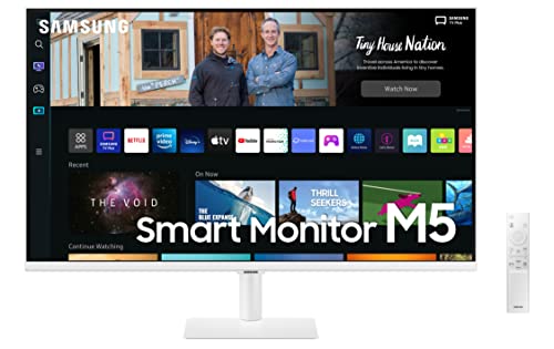 Samsung Smart Monitor M5 (S32BM501), Flat 32  , 1920x1080 (Full HD), Piattaforma Smart TV (Amazon Video, Netflix), Airplay, Mirroring, Office 365, Wireless Dex, Casse Integrate, IoT Hub, WiFi, Bianco