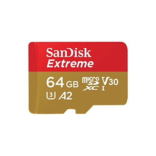 SanDisk Extreme 64 GB scheda microSDXC e adattatore SD e RescuePRO Deluxe, fino a 170 MB s, con prestazioni app A2, UHS-I, classe 10, U3, V30