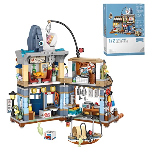 Sunery 790pezzi Casa Modulari Set di Blocchi di Costruzione,Serie Giapponese di Street View Pescheria Case di Città,Modello Architettura, Casa Compatibile con Lego