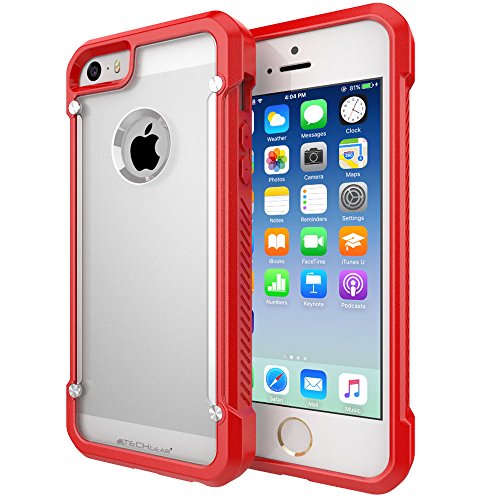 TECHGEAR Custodia Compatibile con iPhone SE, 5s, 5 - [Fusion Armor] Custodia Protettiva Resistente e Sottile Rinforzata paraurti Cover per Apple iPhone SE, 5s, 5 - Rosso