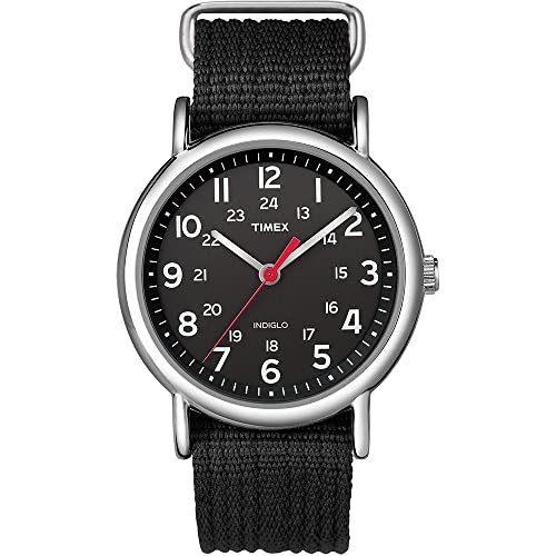 Timex Weekender T2N647 Orologio al quarzo con cinturino e quadrante nero da 38 mm
