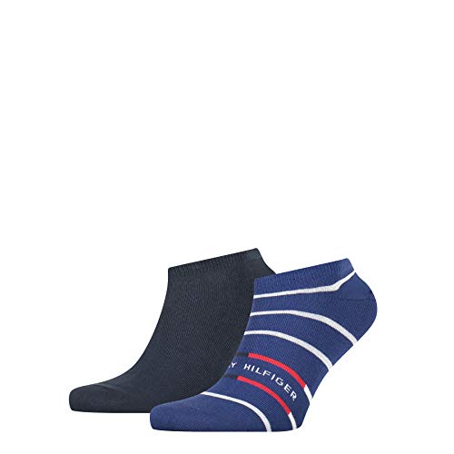 Tommy Hilfiger Breton Stripe Men s Sneaker-Trainer Socks (2 Pack) Calzini, Blue Depths, 39 42 Uomo