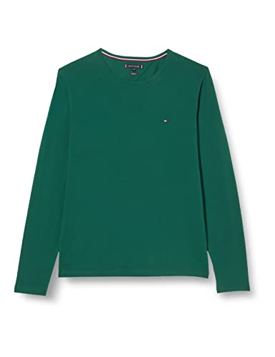 Tommy Hilfiger Maglietta a Maniche Lunghe Elasticizzata Slim Fit L S T-Shirt, Prep Green, XL Uomo