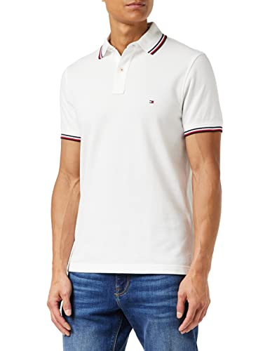 Tommy Hilfiger Polo Uomo Core Tommy Tipped Slim-Fit Polo, Bianco (White), M