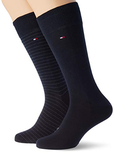 Tommy Hilfiger Small Stripe Men s Socks (2 Pack) Calze, Blu Scuro, 43 46 (Pacco da 2) Uomo