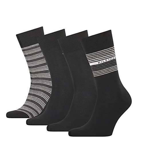 Tommy Hilfiger Stripe Men s Socks Gift Box Calze, Negro (Black), 43-46 Uomo