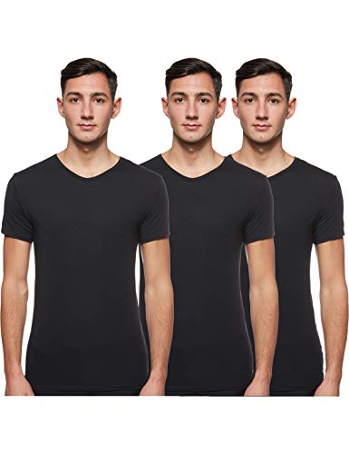 Tommy Hilfiger T-Shirt Uomo Elasticizzata 3 Pack Stretch VN Tee SS 3 PK Con Scollatura a V, Nero (Black), L