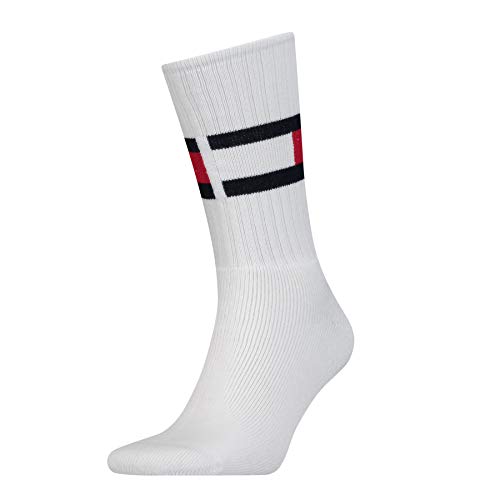 Tommy Hilfiger TH Jeans Flag 1p Calze, Bianco (White 300), 35-38 Uomo