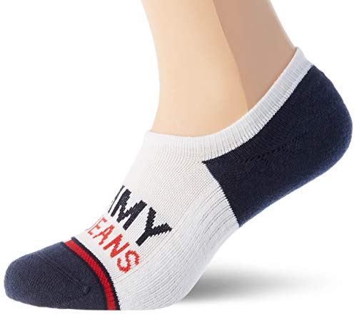 Tommy Hilfiger Tommy Jeans No-Show High Cut Socks (2 Pack) Calze, Bianco, 43 46 (Pacco da 2) Unisex-Adulto