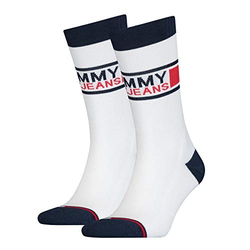 Tommy Hilfiger Tommy Jeans Socks (2 Pack) Calze, Bianco, 39 42 (Pacco da 2) Unisex-Adulto