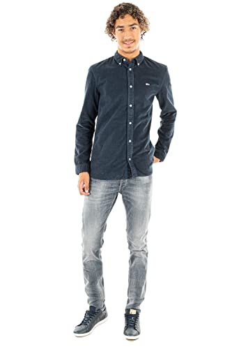 Tommy Jeans Camicia Tjm Solid Cord, Twilight Navy, M Uomo