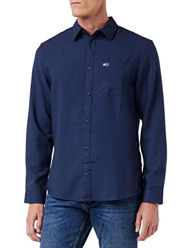 Tommy Jeans Camicia Tjm Solid Flanella, Twilight Navy, S Uomo