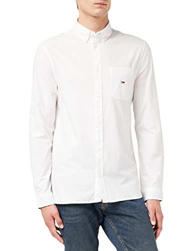 Tommy Jeans Dm0dm14188 Camicie Top in Tessuto, White, L Uomo...