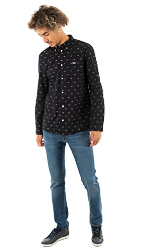Tommy Jeans Tjm Essential-Camicia Dobby, Black, XS Uomo