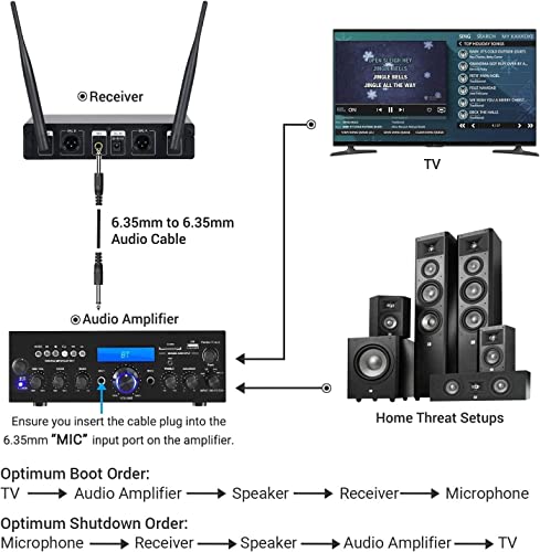TONOR Microfono wireless UHF professionale dinamico doppio microfon...