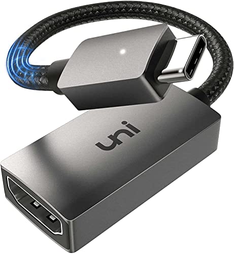 uni Adattatore da USB C a HDMI 4K, Adattatore da USB Tipo C Thunderbolt 3 a HDMI (Luce LED, Alluminio, Nylon), Compatibile con Mac Studio, MacBook Pro Air, iPad Pro Air 5, Galaxy, Surface, XPS ecc.