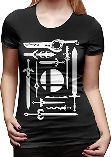 Woman s T Shirts Super Smash Bros Ultimate Swords Comfortable Women T-Shirt Black Camicie e T-Shirt(X-Large)